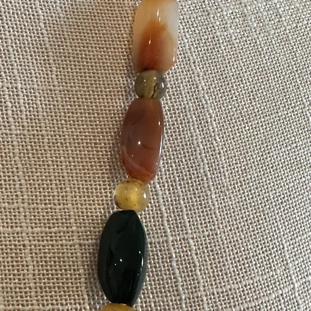 Vintage Polished Gemstone Bead Necklace
